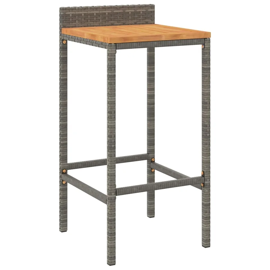 Tabourets de bar lot de 2 gris résine tressée et bois d'acacia - 3