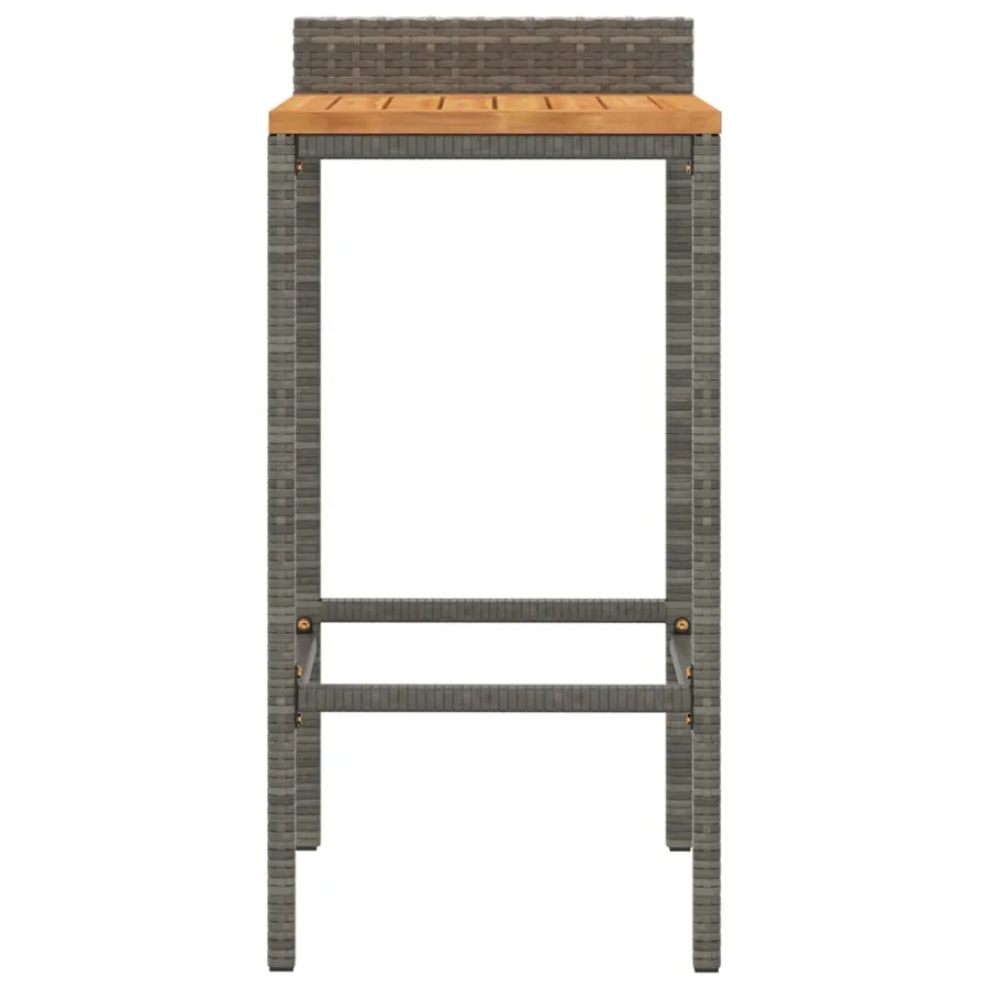 Tabourets de bar lot de 2 gris résine tressée et bois d'acacia - 4