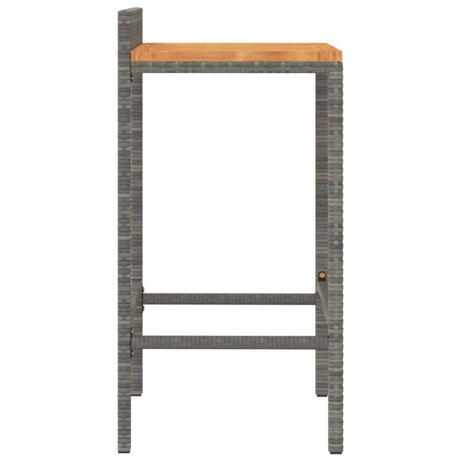 Tabourets de bar lot de 2 gris résine tressée et bois d'acacia - 5