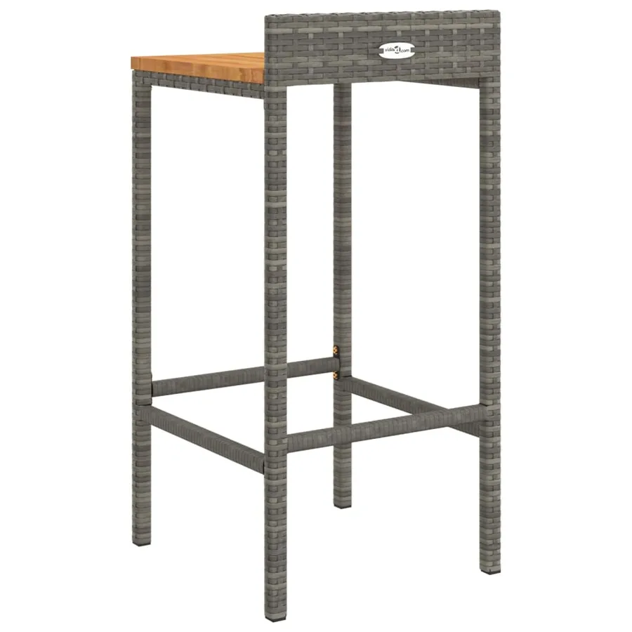 Tabourets de bar lot de 2 gris résine tressée et bois d'acacia - 6