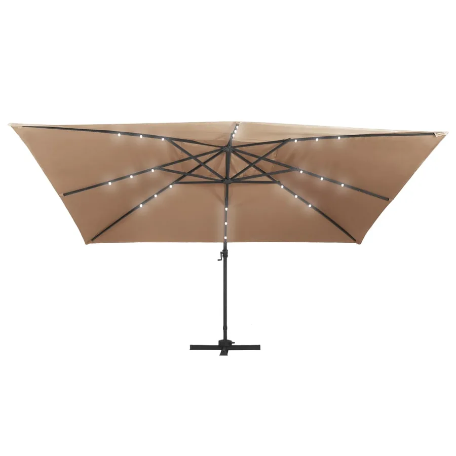 Parasol de jardin en porte-à-faux lumières LED mât en aluminium - 4