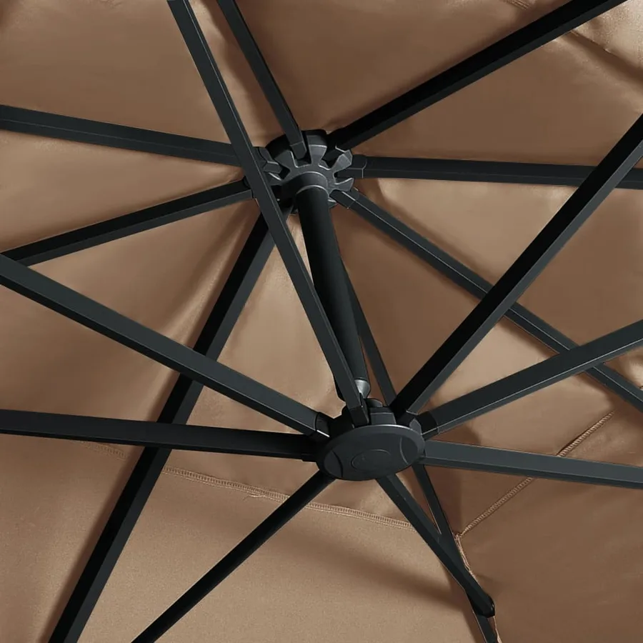 Parasol de jardin en porte-à-faux lumières LED mât en aluminium - 6