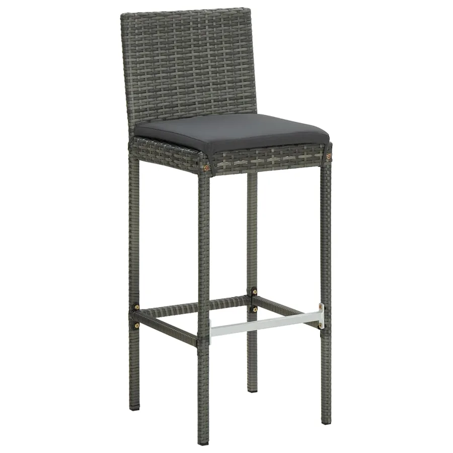 Tabourets de bar de jardin et coussins lot de 4 résine tressée - 2
