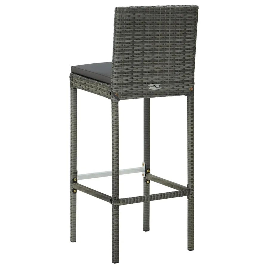 Tabourets de bar de jardin et coussins lot de 4 résine tressée - 6