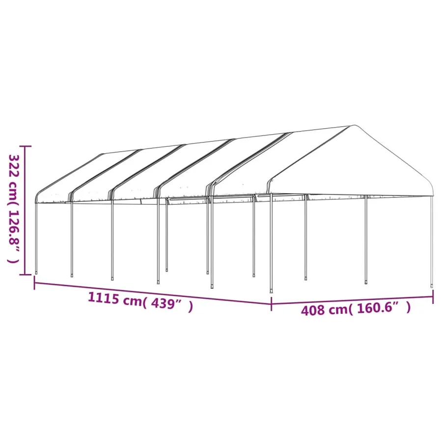 Belvédère avec toit blanc 11,15x4,08x3,22 m polyéthylène - 5