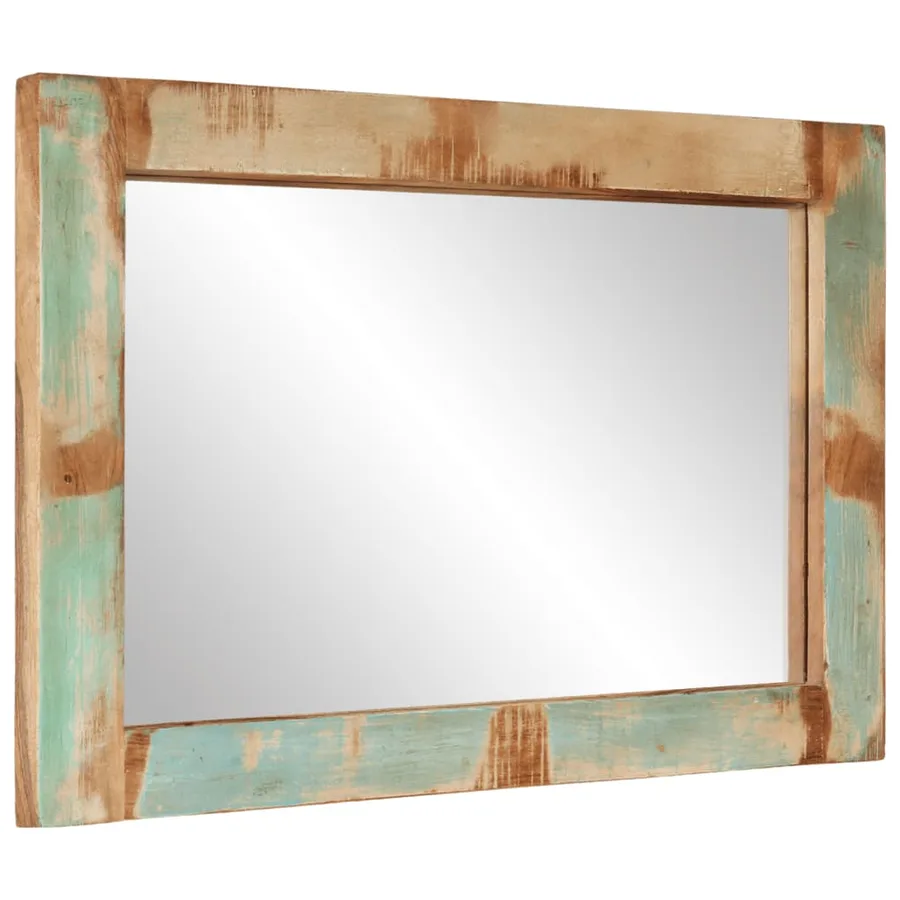 Miroir 70x50 cm bois massif de récupération et verre - 3