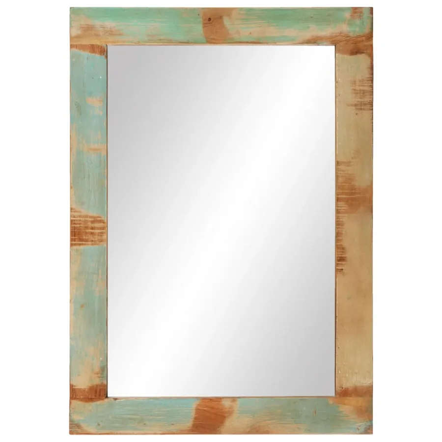 Miroir 70x50 cm bois massif de récupération et verre - 4