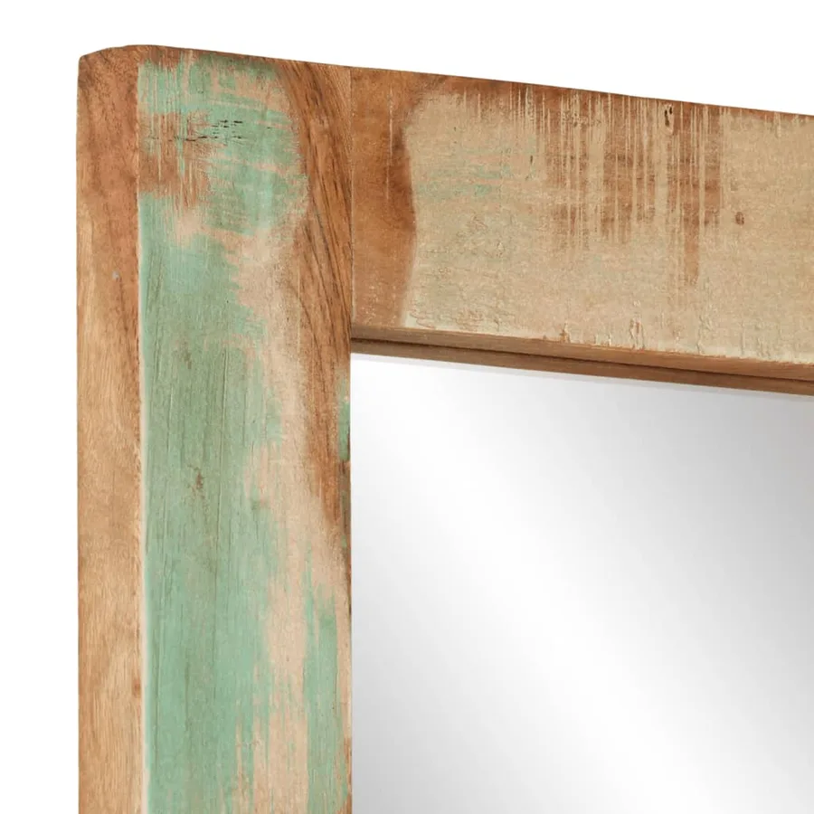 Miroir 70x50 cm bois massif de récupération et verre - 6