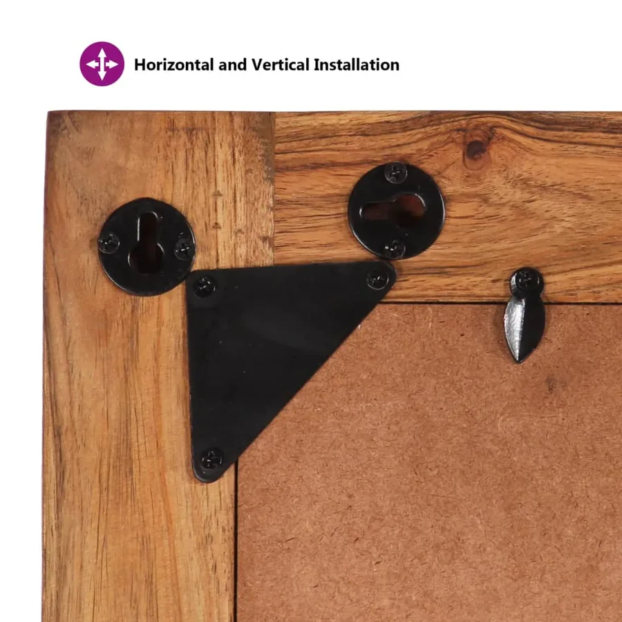 Miroir 70x50 cm bois massif de récupération et verre - 8