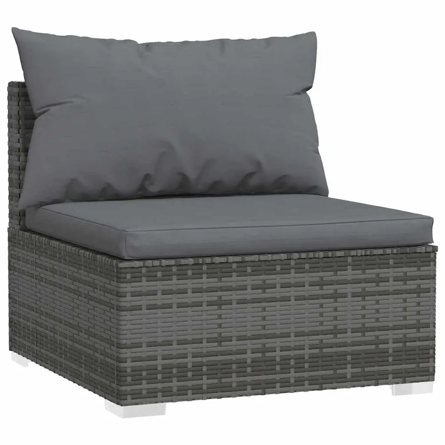 Salon de jardin 4 pcs avec coussins Gris Résine tressée - 3