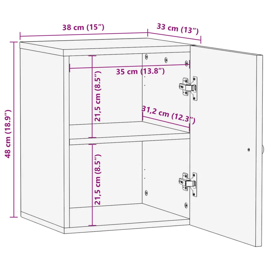 Armoire de salle de bain murale 38x33x48cm bois de récupération - 9