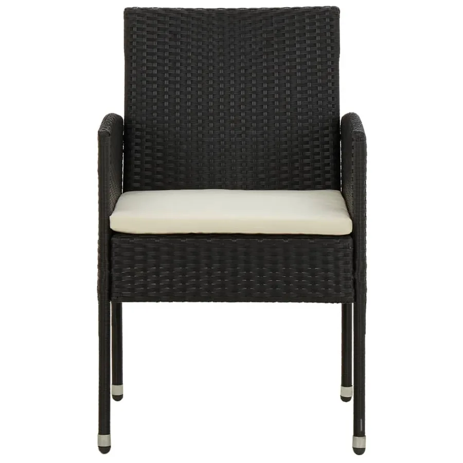 Ensemble à manger d'extérieur 9 pcs Résine tressée Noir - 5