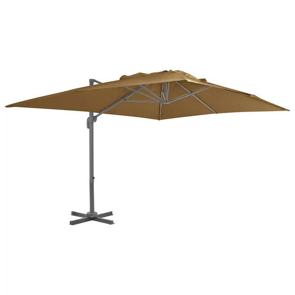 Parasol de jardin déporté avec mât en aluminium 400 x 300 cm Taupe