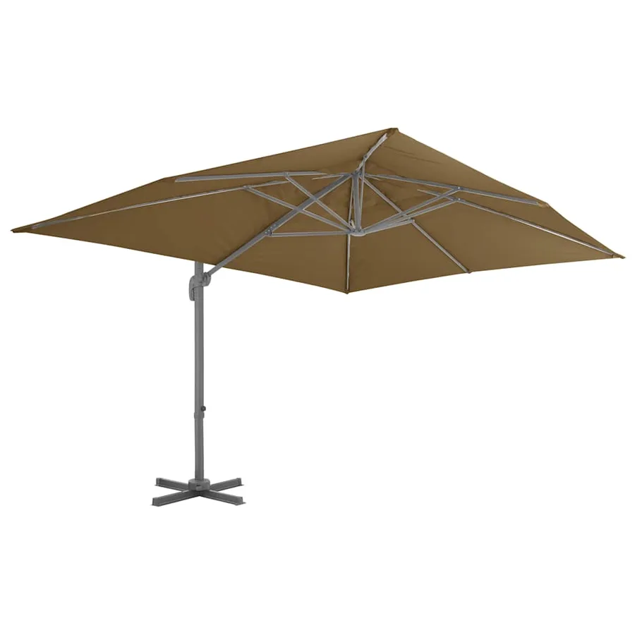 Parasol de jardin déporté avec mât en aluminium 400 x 300 cm Taupe - 2