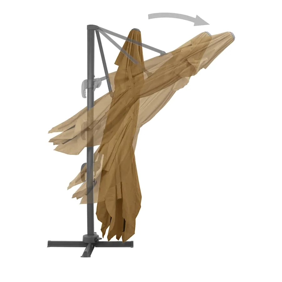 Parasol de jardin déporté avec mât en aluminium 400 x 300 cm Taupe - 4