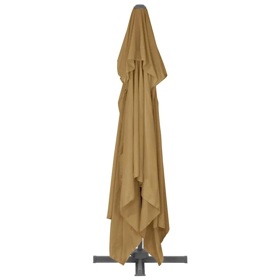 Parasol de jardin déporté avec mât en aluminium 400 x 300 cm Taupe - 5