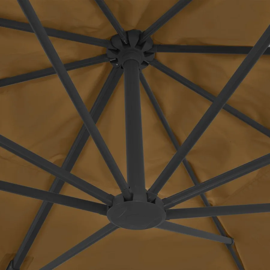 Parasol de jardin déporté avec mât en aluminium 400 x 300 cm Taupe - 6