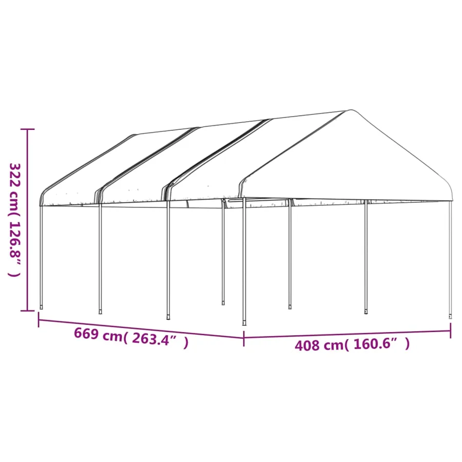 Belvédère avec toit blanc 6,69x4,08x3,22 m polyéthylène - 5