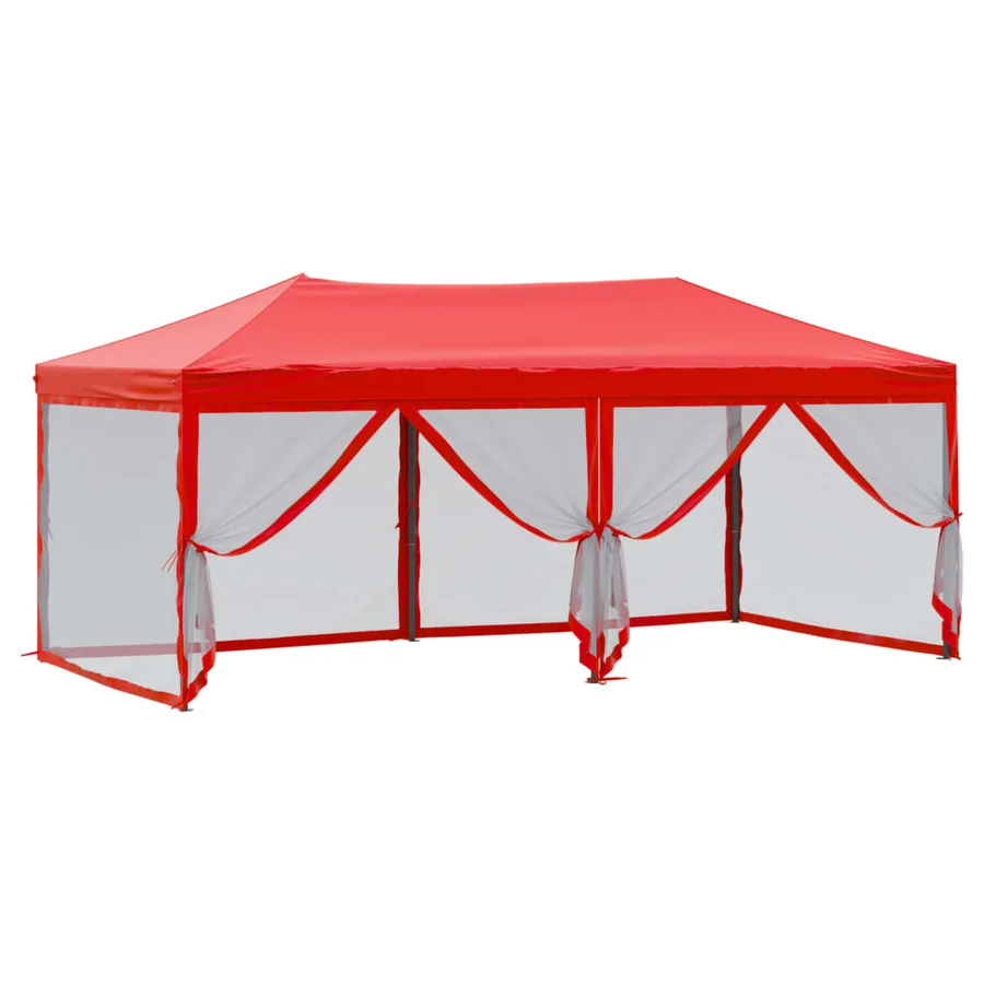 Tente de réception pliable avec parois Rouge 3x6 m - 6