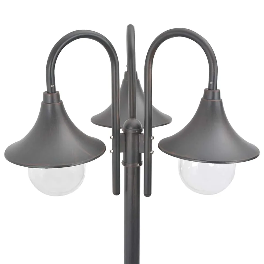 Lampadaire de jardin E27 220 cm Aluminium 3 lanternes Bronze - 3