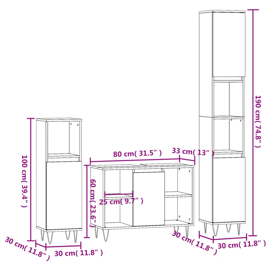 Ensemble de meubles salle de bain 3 pcs blanc bois d'ingénierie - 13