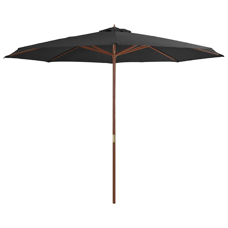 Parasol d'extérieur avec mât en bois 350 cm Anthracite - 2
