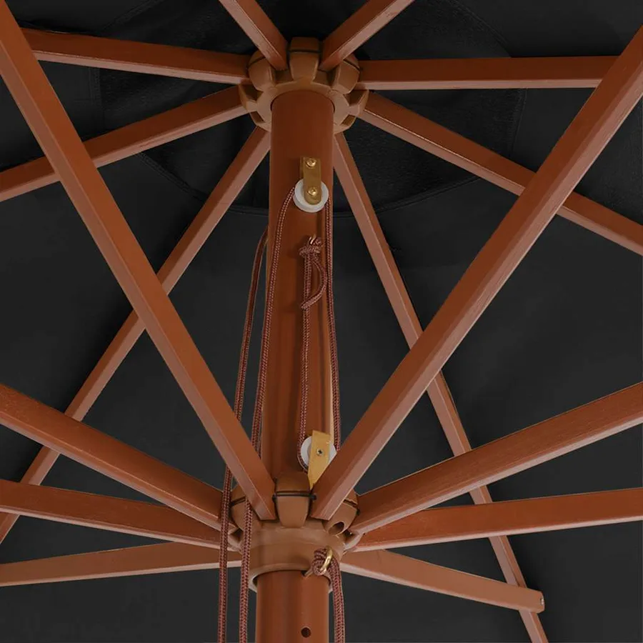 Parasol d'extérieur avec mât en bois 350 cm Anthracite - 4