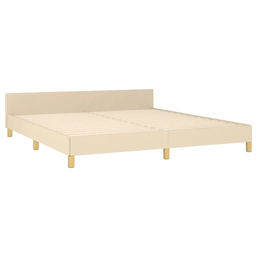 Cadre de lit sans matelas crème 180x200 cm tissu - 5