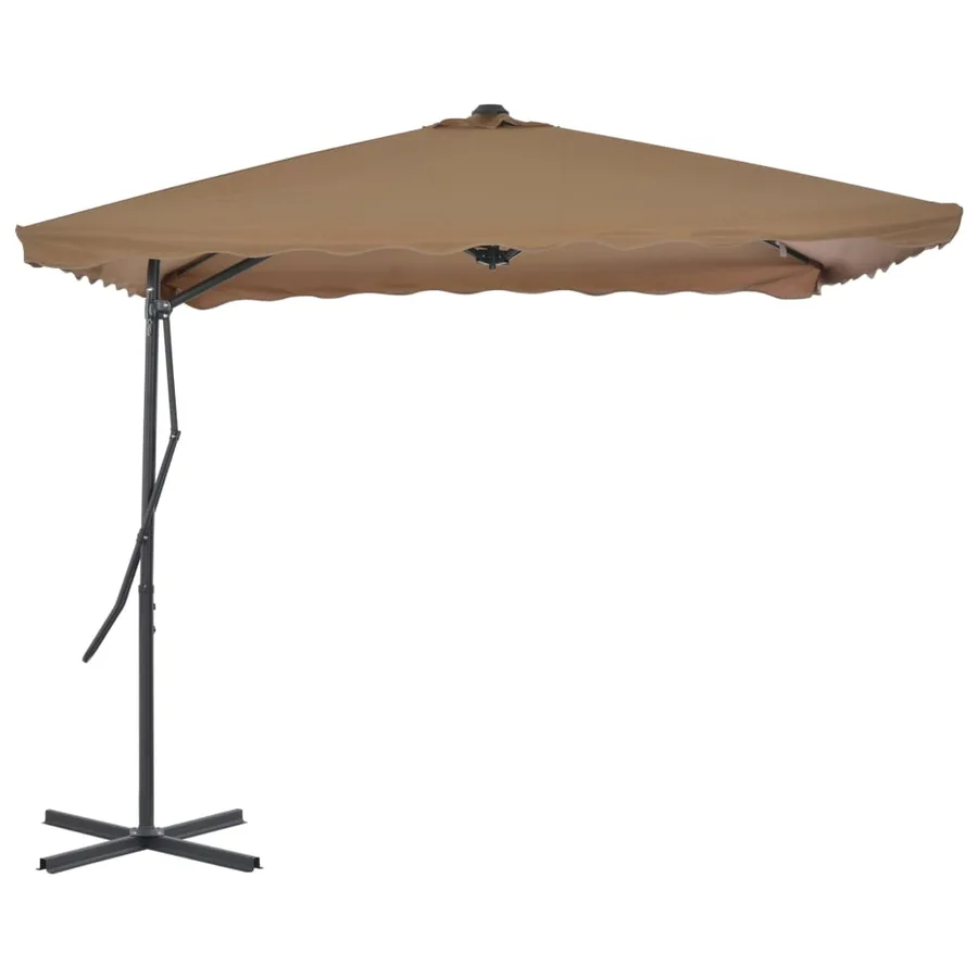 Parasol d'extérieur avec poteau en acier 250 x 250 cm Taupe - 3