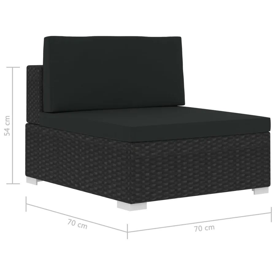 Salon de jardin 4 pcs avec coussins résine tressée noir - 11