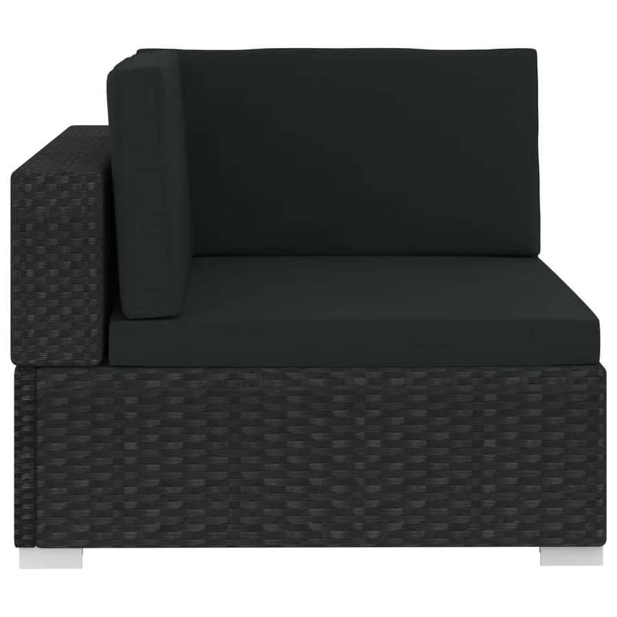 Salon de jardin 4 pcs avec coussins résine tressée noir - 5