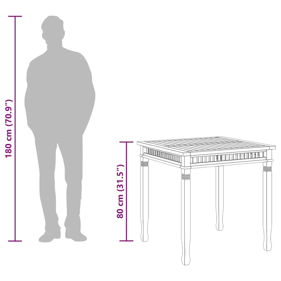Table à dîner de jardin 80x80x80 cm Bois de teck solide - 11