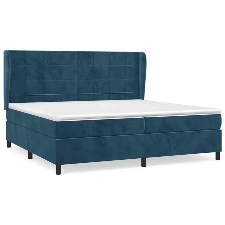 Sommier à lattes de lit et matelas Bleu foncé 200x200cm Velours - 2