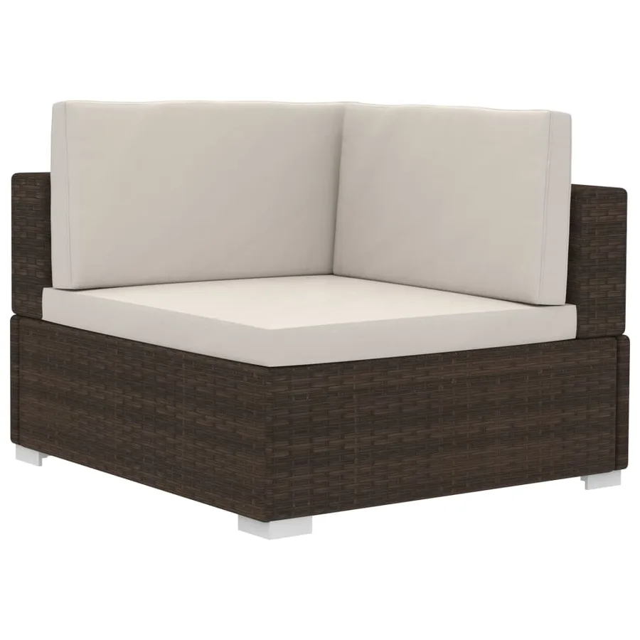 Salon de jardin 3 pcs avec coussins Résine tressée Marron - 4