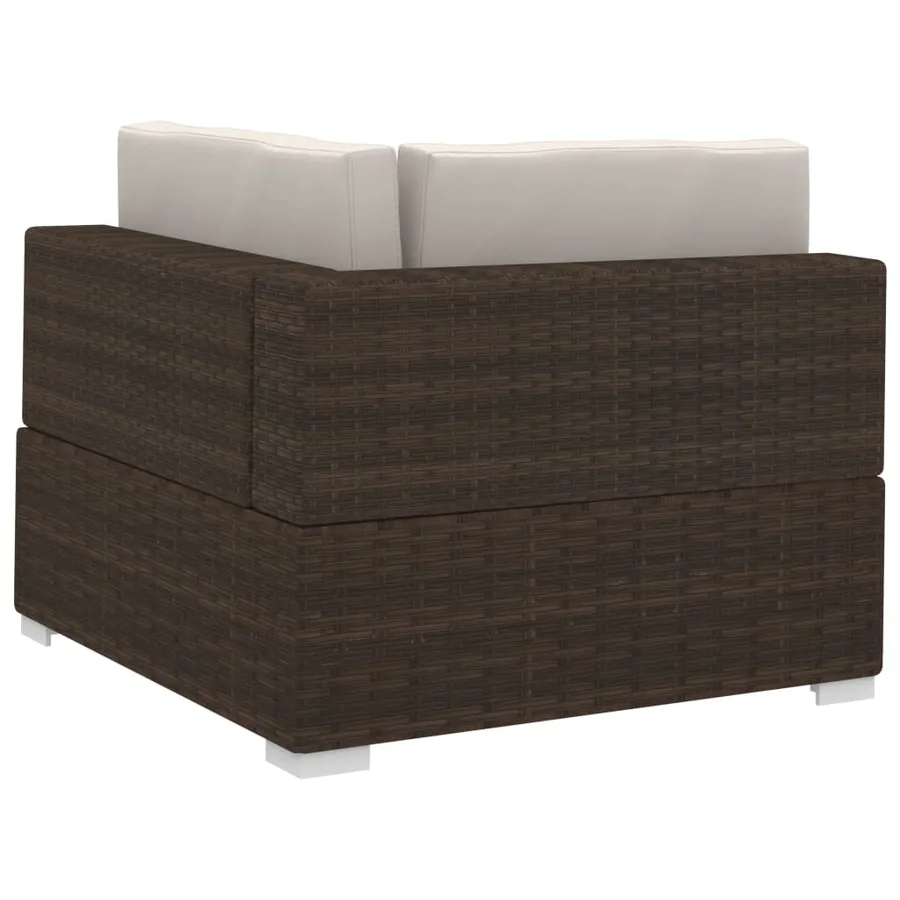 Salon de jardin 3 pcs avec coussins Résine tressée Marron - 6