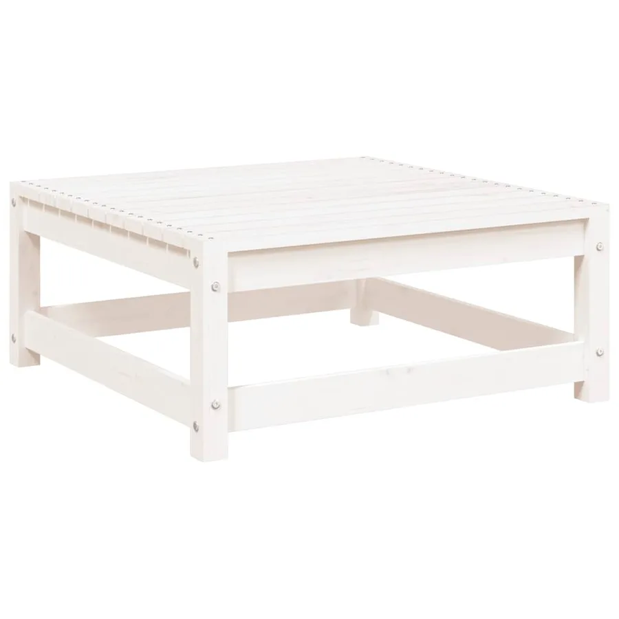 Repose-pied de jardin avec coussin Blanc Bois de pin massif - 2