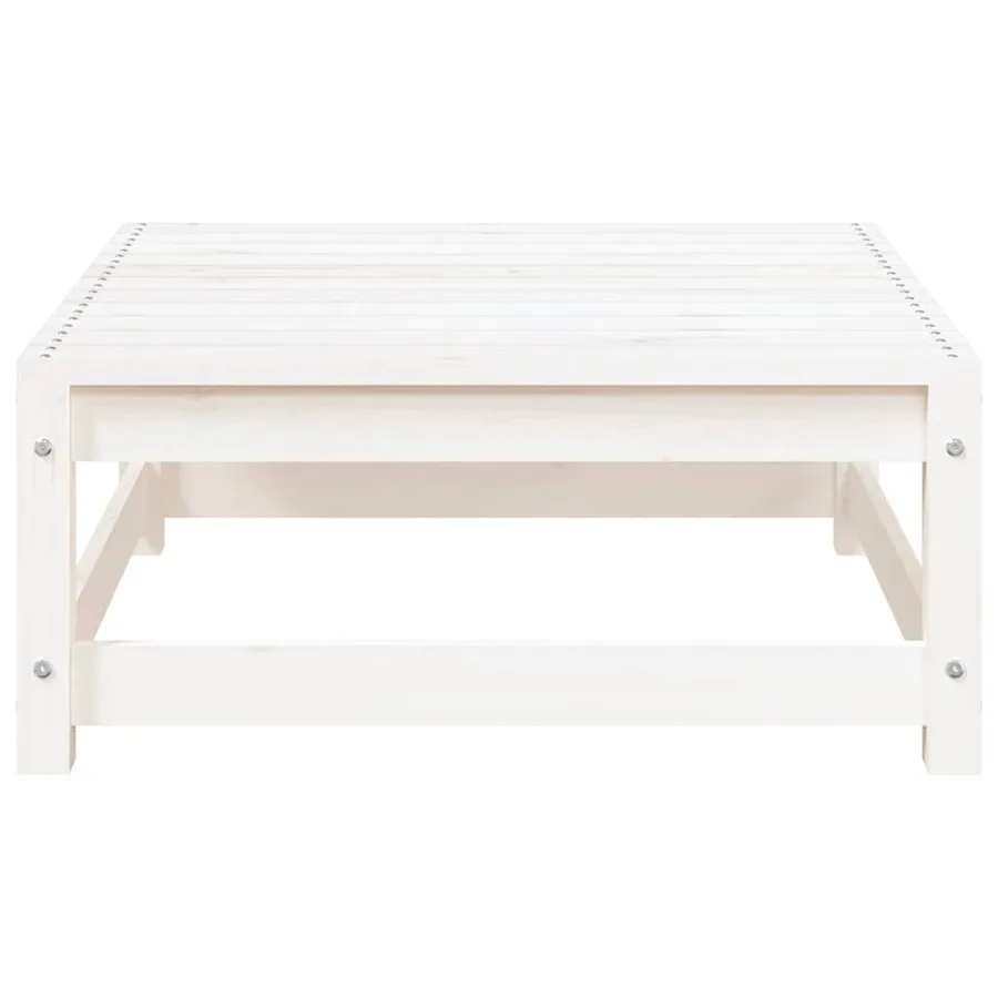 Repose-pied de jardin avec coussin Blanc Bois de pin massif - 4