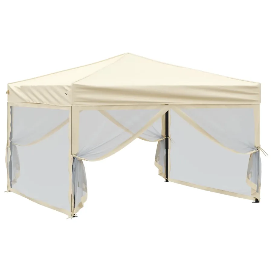 Tente de réception pliable avec parois Crème 3x3 m - 3