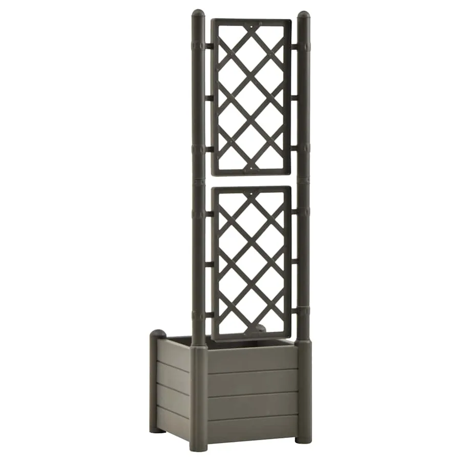 Jardinière avec treillis 43x43x142 cm PP Anthracite - 6