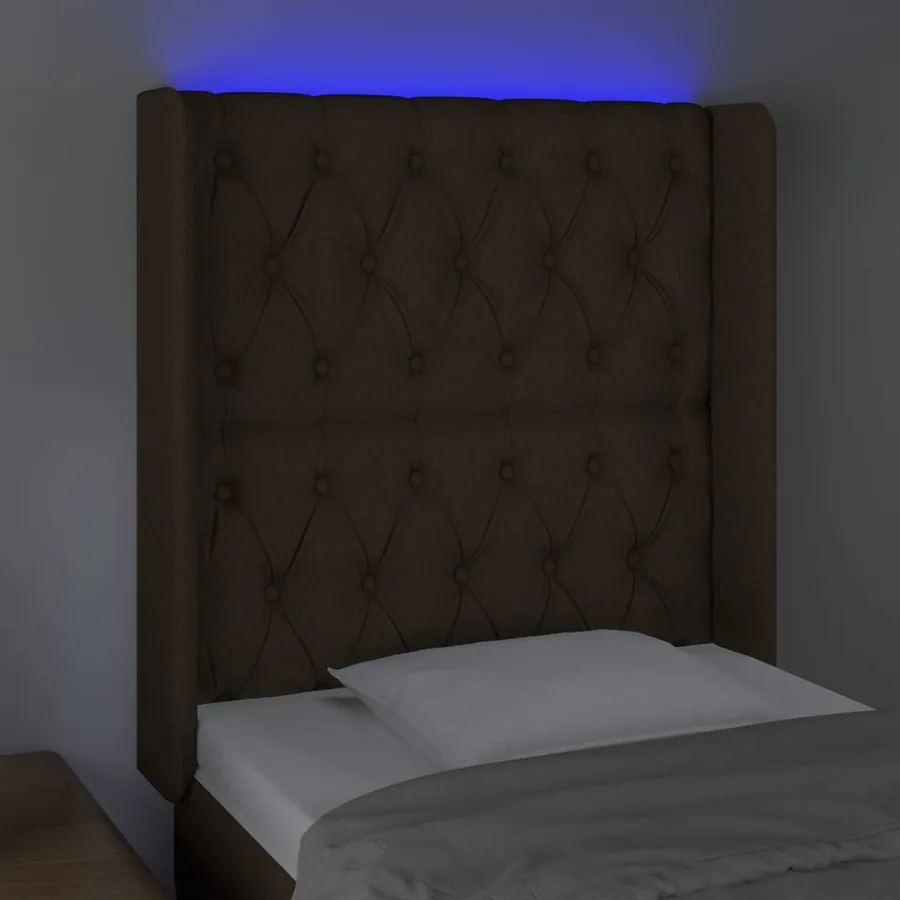 Tête de lit à LED Marron foncé 83x16x118/128 cm Tissu - 4