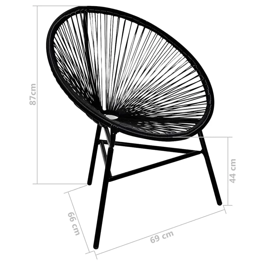 Chaise de jardin forme de lune résine tressée noir - 4