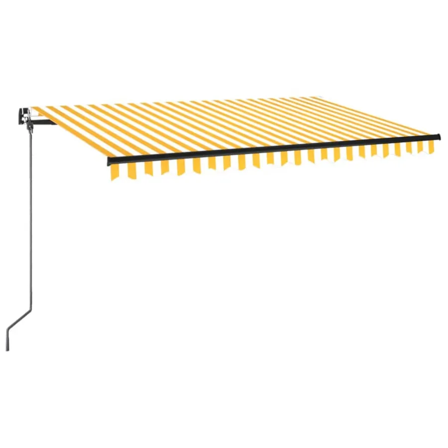 Auvent manuel rétractable avec LED 400x350 cm Jaune et blanc - 2