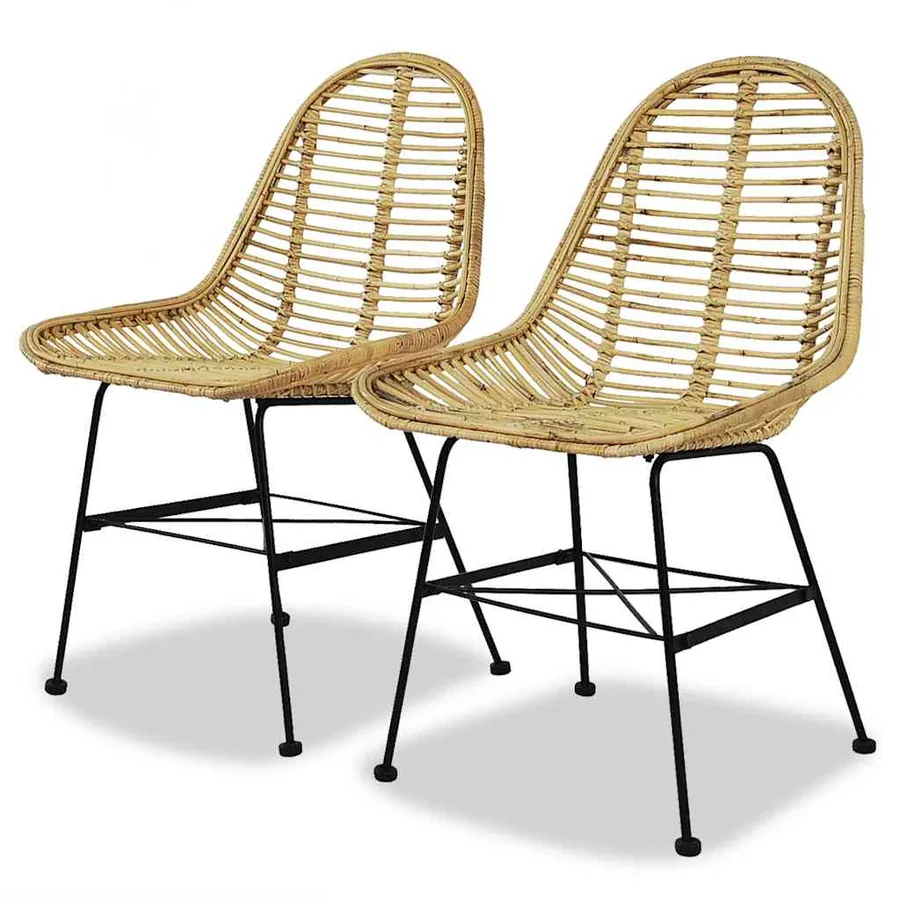 Chaises à manger lot de 2 rotin naturel