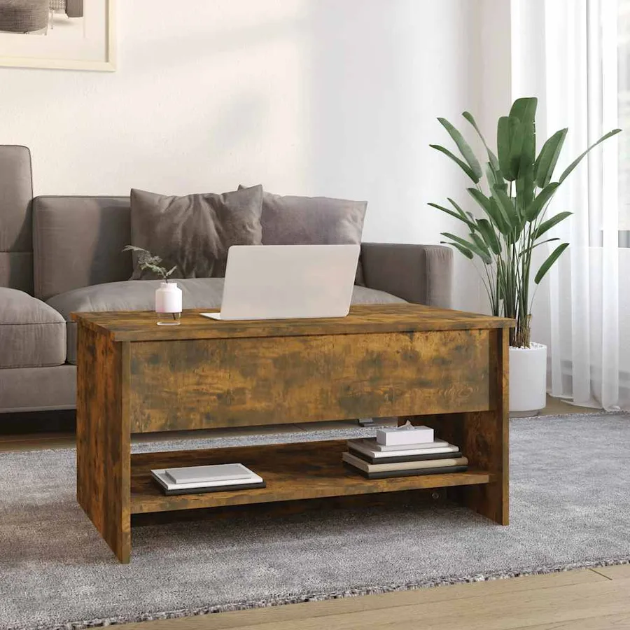 Table basse Chêne fumé 80x50x40 cm Bois d'ingénierie - 3