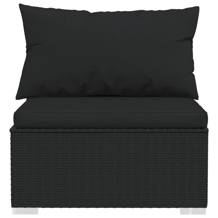 Salon de jardin 7 pcs avec coussins Résine tressée Noir - 5