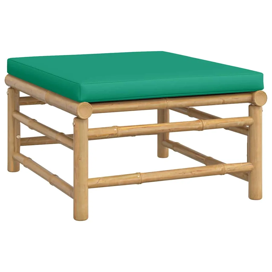 Repose-pieds de jardin avec coussin vert bambou - 2