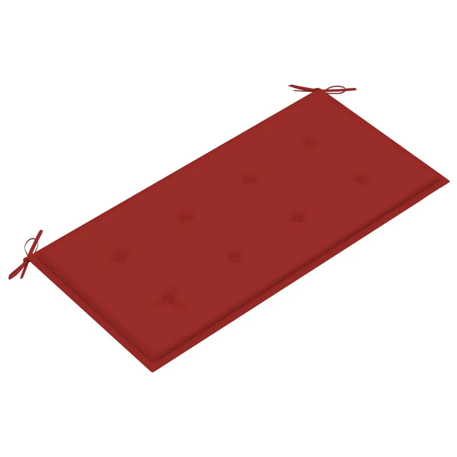 Banc de jardin avec coussin rouge 112 cm Bois de teck massif - 5