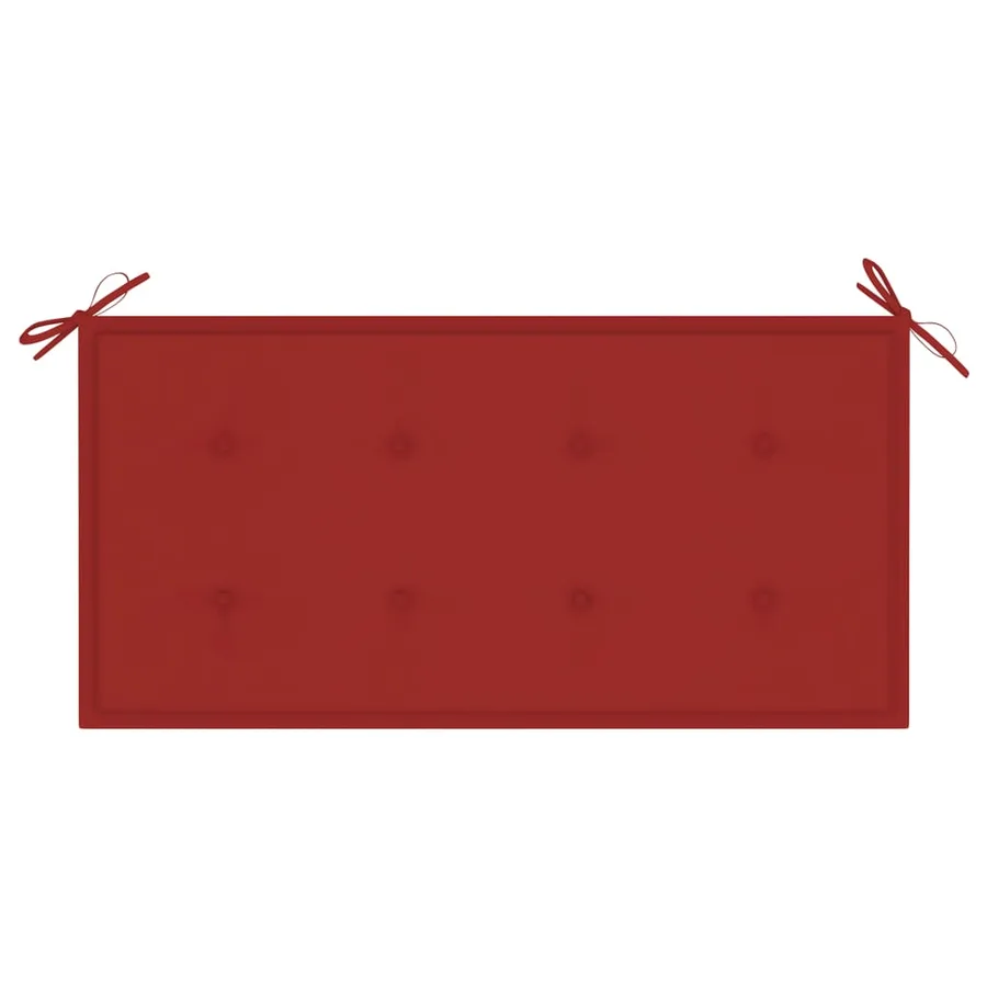 Banc de jardin avec coussin rouge 112 cm Bois de teck massif - 6