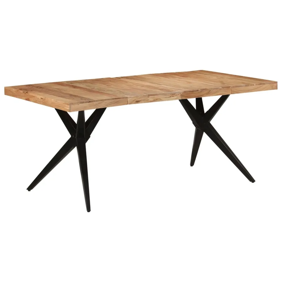 Table à dîner noir 180x90x77 cm bois d'acacia solide - 9