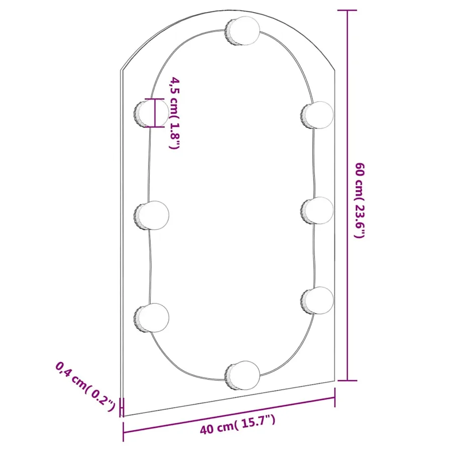 Miroir avec éclairage LED 60x40 cm Verre Arche - 13